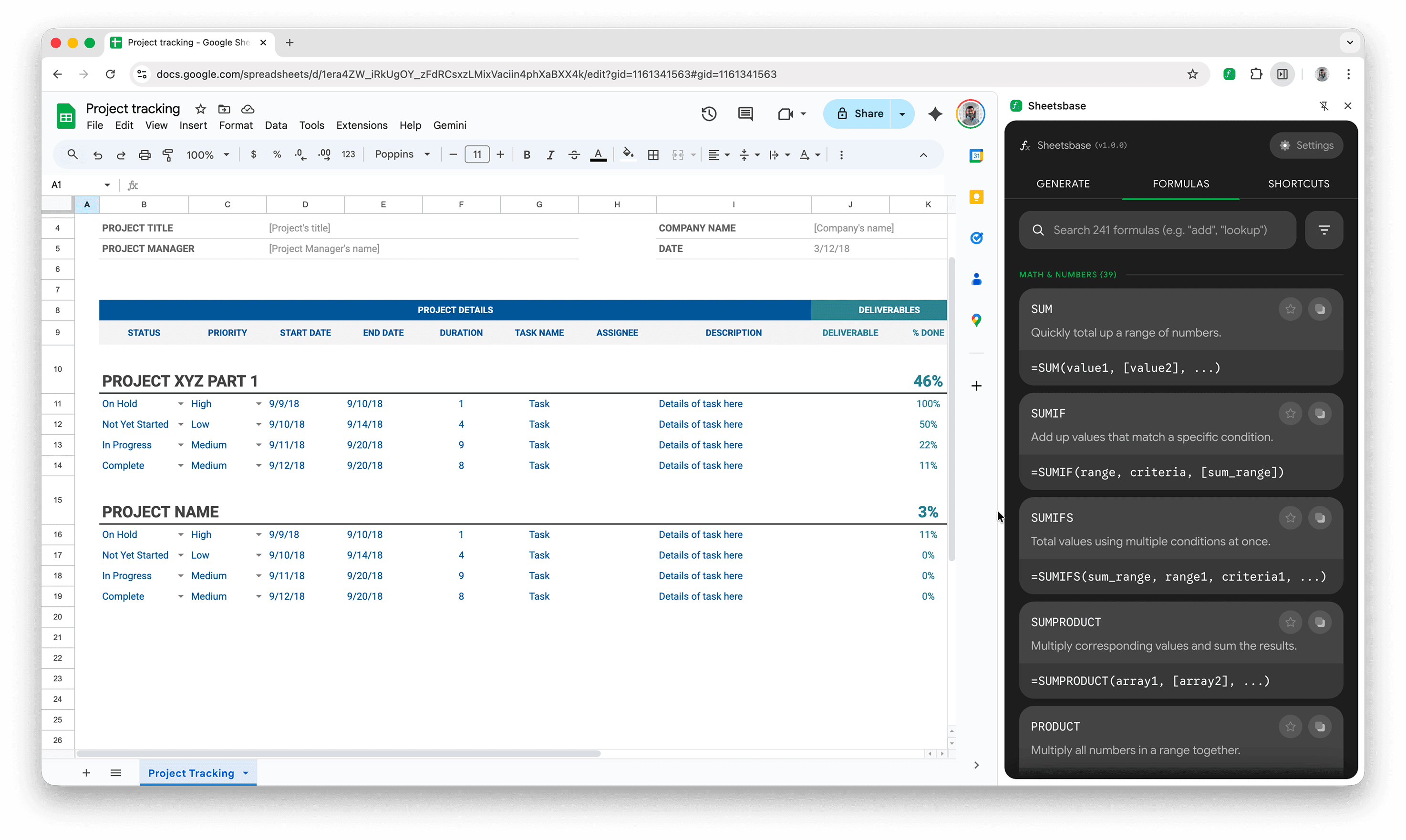 Sheetsbase Chrome Extension interface preview 2