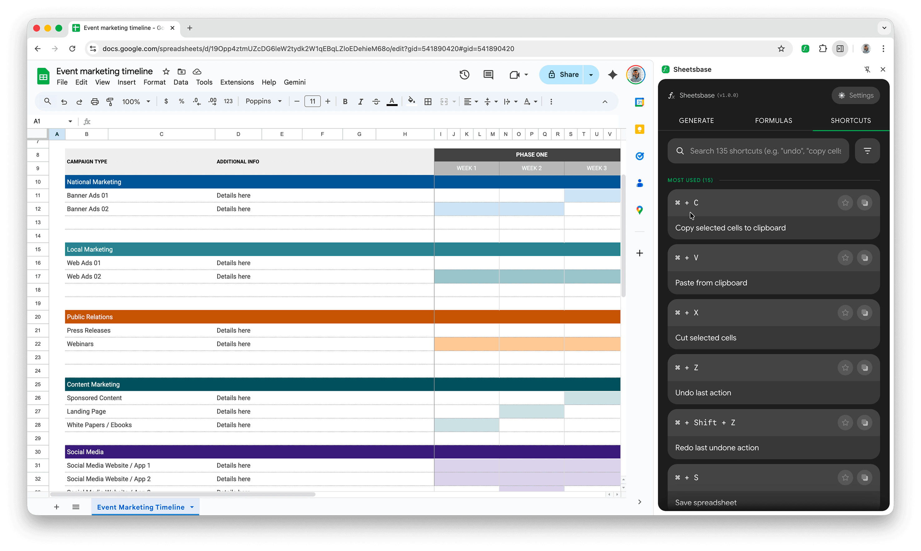 Sheetsbase Chrome Extension interface preview 3